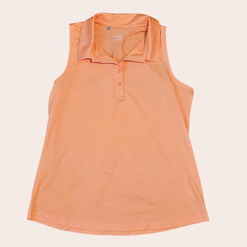 Under Armour Women's Peach Sleeveless Polo Size Medium